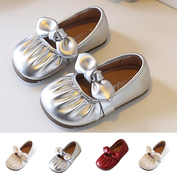 Viluyesy Girls Ballet Flats Soft Sole Bow Princess Shoes Spring Summer Dress Wedding Party Red Size 10