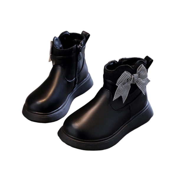 Viluyesy Girls Boots Casual Fashion Keep Warm Arch Support Soild Color Round Head Fall and Winter Shoes for Girls Black US 12.5 M
