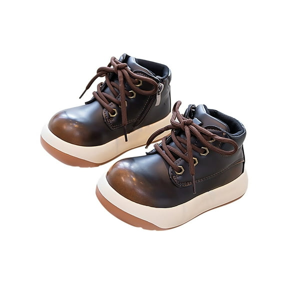 Viluyesy Girls Boots Keep Warm Flat Bottom Non Slip Round Head Soft Sole Fall and Winter Shoes for Girls Brown US 13