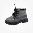 thumbnail image 1 of Viluyesy Girls Boots Lace-Up Chunky Sole Glitter Non-Slip Comfortable Durable Easy On Off Side Zipper Sparkle Shoes Black Size 10 Toddler, 1 of 8