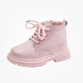 thumbnail image 1 of Viluyesy Girls Boots Lace-Up Chunky Sole Glitter Non-Slip Comfortable Durable Easy On Off Side Zipper Sparkle Shoes Pink Size 11 Little Kids, 1 of 9