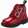 thumbnail image 1 of Viluyesy Girls Boots Patent Leather Chunky Non-Slip Double Buckle Comfortable Durable Side Zipper Easy On Off Shoes Wine Size 12Little Kids, 1 of 9