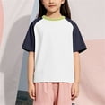 thumbnail image 1 of Viluyesy Girls Boys T-Shirt, Crew Neck Short Sleeve Cotton Color Block Summer Casual Raglan Tee White 5T, 1 of 7