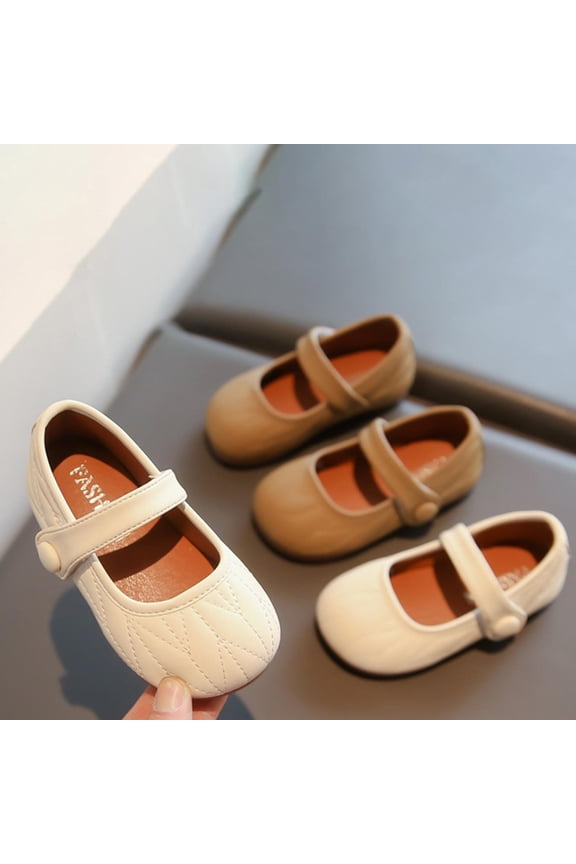 Girls Casual Closed Toe Penny Loafers Leather School Uniform Dress Shoes Princess Flats Khaki Size 6.5