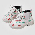 thumbnail image 1 of Viluyesy Girls Chelsea Ankle Boots Cherry Print Lace Up Elastic Casual Fashion Walking Shoes White Size 8.5 Toddler, 1 of 8