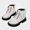 thumbnail image 1 of Viluyesy Girls Combat Ankle Boots, Faux Leather, Lace Up Front, Side Zipper, Decorative Bow Accent, Rugged Lug Sole White Size 13.5 Little Kids, 1 of 9
