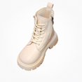 thumbnail image 1 of Viluyesy Girls Combat Ankle Boots, Faux Leather, Lace Up, Side Zipper, Buckle Strap Accent, Rugged Chunky Lug Sole Beige Size 12.5 Little Kids, 1 of 9
