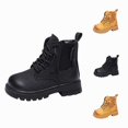 thumbnail image 1 of Viluyesy Girls Combat Boots Lace-Up Elastic Side Chunky Sole Non-Slip Comfortable Durable Easy On Off Shoes Black Size 12 Little Kids, 1 of 6