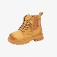 thumbnail image 1 of Viluyesy Girls Combat Boots Lace-Up Elastic Side Chunky Sole Non-Slip Comfortable Durable Easy On Off Shoes Brown Size 12 Little Kids, 1 of 9