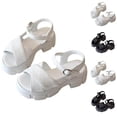 thumbnail image 1 of Viluyesy Girls' Dress Sandals - British Style Round Toe Mary Jane With Bow & Rhinestone Thick Heel Staging School Party Wedding Stage Shoes White Size 9.5, 1 of 7