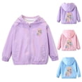 thumbnail image 1 of Viluyesy Girls Jackets 5 T, Hooded Lightweight Zipper Fashion Prints Casual Windbreaker Outwear Purple(1-11T), 1 of 7