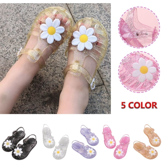 Viluyesy Girls' Jelly-Fruit-Colored Roman Sandals – Hollow-Out Beach Footwear with Non-Slip Soft Sole and Breathable Summer Design Pink Size 7-8T