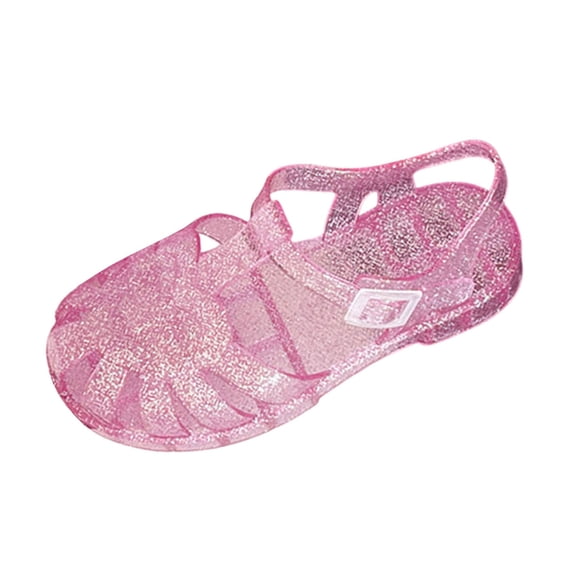 Viluyesy Girls Jelly Sandals, Closed Toe Anti-Slip Comfort Sole Summer Fashion Princess Shoes Pink