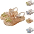 thumbnail image 1 of Viluyesy Girls Jelly Sandals Transparent Crystal Princess Sandals with Bow Detail, Non-Slip Summer Beach Shoes for Toddlers & Kids Blue Size 11.5, 1 of 9