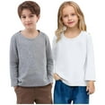 thumbnail image 1 of Viluyesy Girls Long Sleeve T-Shirt 2-Pack, Crew Neck Cotton Soft Loose Casual Pullover Undershirt White 2T, 1 of 6
