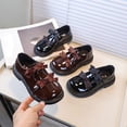 thumbnail image 1 of Viluyesy Girls Mary Jane Flats Shiny Patent Leather Bow Dress Shoes English School Uniform Party Wedding Brown Size 9.5, 1 of 6