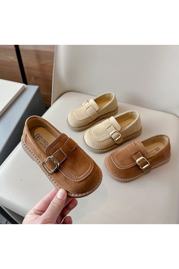 Girls Mary Jane Shoes Soft-Sole Flat Dress Shoes for Toddlers & Kids, Spring Summer Loafer Style Ballet Flats Khaki Size 9