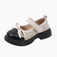 thumbnail image 1 of Viluyesy Girls Mary Janes Kids Bowknot Platform Tweed Patent Leather Shoes Beige Size 13.5 Little Kids, 1 of 9