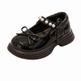thumbnail image 1 of Viluyesy Girls Platform Mary Janes Kids Dressy Walking Flats Patent Leather Bow Pearl Strap Comfort School Party Black Size 11 Little Kids, 1 of 9