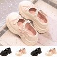 thumbnail image 1 of Viluyesy Girls Platform Mary Janes Kids Dressy Walking Flats Patent Leather Bow Pearl Strap Comfort School Party White Size 12Little Kids, 1 of 7