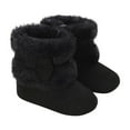 thumbnail image 1 of Viluyesy Girls Plush Snow Boots Thicken Fleece Lined Bow Boots Kids Non-Slip Warm Winter Boots Black Size 11, 1 of 6