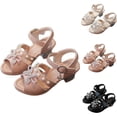 thumbnail image 1 of Viluyesy Girls’ Rhinestone Bow Sandals Pointed-Toe High Heel Dress Sandals for Kids & Tweens, Performance & Party Occasion Shoes Beige Size 4 M, 1 of 10