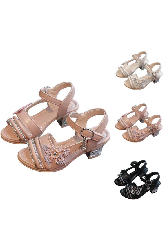 Girls’ Rhinestone Bow Sandals Pointed-Toe High Heel Dress Sandals for Kids & Tweens, Performance & Party Occasion Shoes Pink Size 3 M