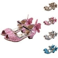 thumbnail image 1 of Viluyesy Girls’ Sequin Bow Sandals – Princess Style Dress Shoes with Crystal Accents, High Heel Party & Wedding Sandals for Toddlers, Kids & Teens Blue Size 9, 1 of 10