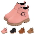 thumbnail image 1 of Viluyesy Girls Short Boots Side Zipper (4-11) Fleece Lined Lace-Up Buckle Non-slip Boots Black Size 13.5 Little Kids, 1 of 8