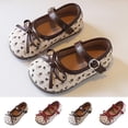 thumbnail image 1 of Viluyesy Girls Spring Summer Flat Leather Shoes - Soft Sole Lace Princess Dress Shoes For Big Kids Brown Size 10, 1 of 6