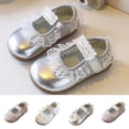 thumbnail image 1 of Viluyesy Girls' Spring Summer Flat Shoes - Soft Sole Lace-Up Princess Dress Shoes For Big Kids Beige Size 7, 1 of 6