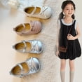 thumbnail image 1 of Viluyesy Girls’ Spring Summer Leather Flat Shoes – Soft Sole Comfortable Fashion Footwear with Bowknot Detail and Timeless Minimalist Design Silver Size 10.5, 1 of 9