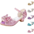 thumbnail image 1 of Viluyesy Girls’ Summer Dress Sandals Pearl & Bow Embellished Heeled Sandals for Party, Pageant, and Stage Performance Pink Size 2.5 M, 1 of 10