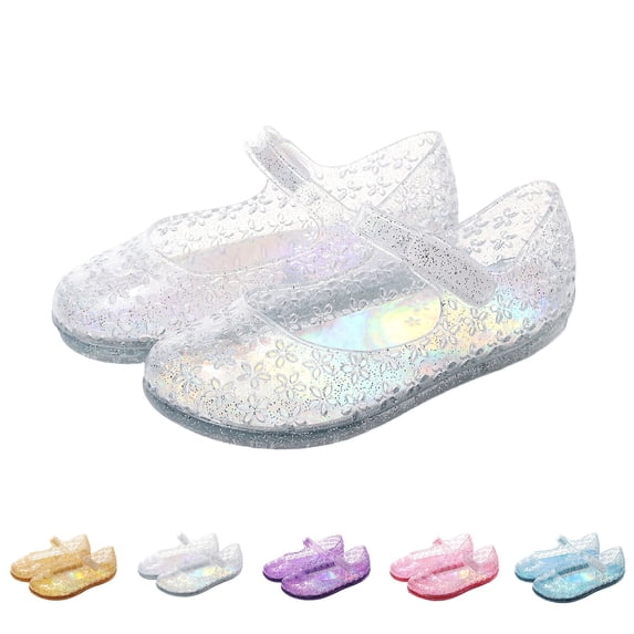 Viluyesy Girls’ Thick-Soled Crystal Jelly Shoes Comfortable Closed-Toe Princess Sandals for Spring & Summer Beach Play Blue Size 10