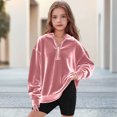thumbnail image 1 of Viluyesy Girls Velvet Sweatshirt, Long Sleeve Loose Fit Zipper Stand-Up Collar Pullover Fashion Hoodied Pink 4T, 1 of 5