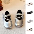 thumbnail image 1 of Viluyesy Girls Vintage-Inspired Flat Shoes – Soft-Sole Leather Lace-Up Dress Shoes with Pearl Bowknot and Delicate Lace Trim, Spring Summer Style Black Size 9.5, 1 of 8