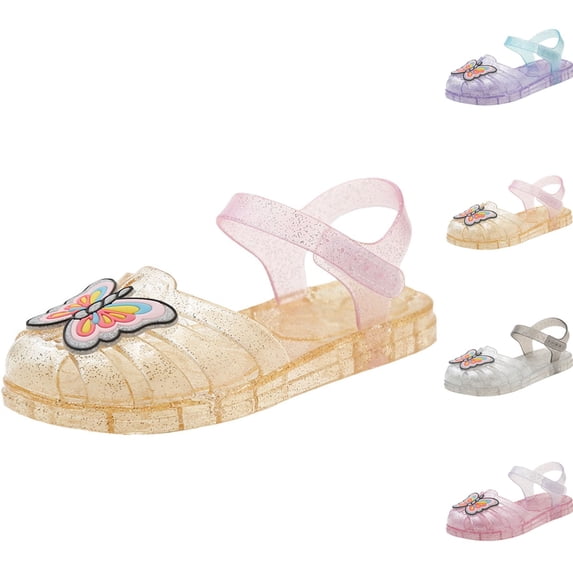 Viluyesy Girls' Water Play Sandals with Toe Protection and Breathable Drainage Holes Soft-Sole Jelly Summer Beach Shoes for Kids Silver Size 9.5