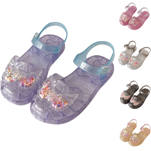 Viluyesy Girls' Water Sandals with Toe Protection and Breathable Holes Soft-Sole Jelly Beach Shoes for Summer Outdoor Play Pink Size 12.5