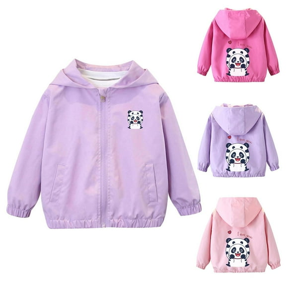 Viluyesy Girls Windbreaker Jackets 10-12T, Long Sleeve Zip-Up Fashion Prints with Pockets Casual Outwear Purple(1-12T)