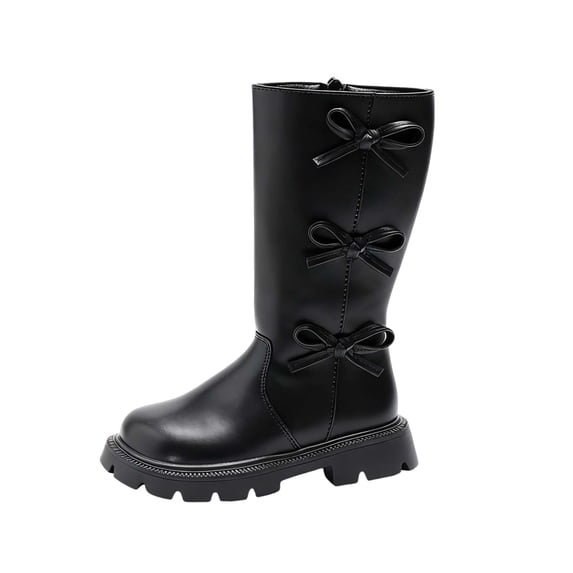 Viluyesy Boots for Kid Girls Soild Color Arch Support Knee Length Casual Fashion Soft Sole Girls Fall and Winter Shoes Black US 11.5