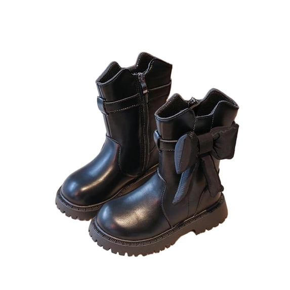 Viluyesy Kid Girls Boots Knee Length Non Slip Soild Color Soft Sole Side Zipper Fall and Winter Shoes for Girls Black US 1 M