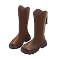 thumbnail image 1 of Viluyesy Kid Girls Boots Side Zipper Knee Length Thick Bottom Soft Sole Flat Bottom Fall and Winter Shoes for Girls Brown US 12, 1 of 7