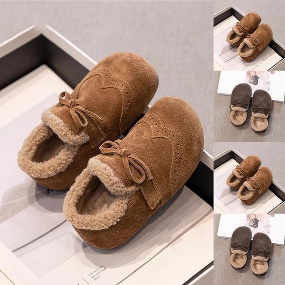 Viluyesy Kid Girls Shoes Comfortable Soild Color Non-Slip Casual Footwear for Girls Brown Size 23