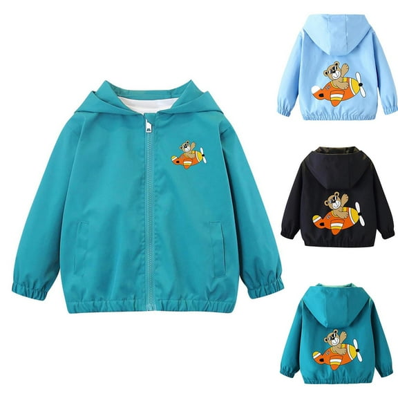 Viluyesy Kids Boys Jackets, Fashion Prints Zip-Up Long Sleeve Casual Windbreaker Coat Green(1-11T)
