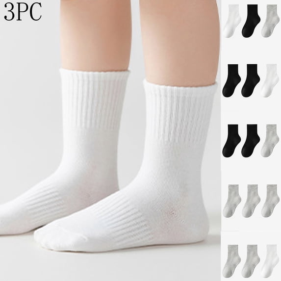 Viluyesy Kids Boys Knee-High Socks 3-Pack Stretch Soft Cotton Socks Boys Athletic Socks Dark Gray Size 9