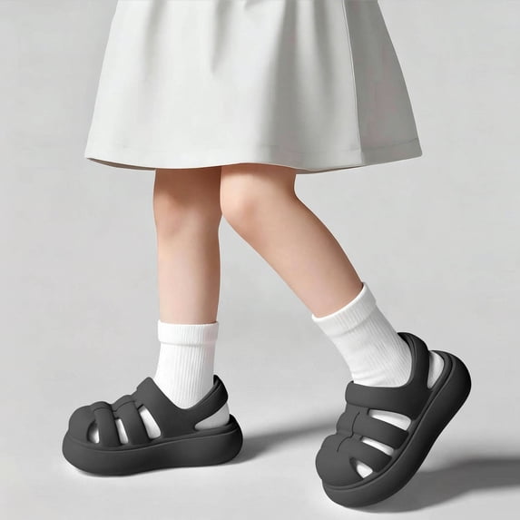 Viluyesy Kids Clog Sandals Closed Toe Thick Sole Water Resistant Comfortable Summer Outdoor Shoes Black Size 9.5 Toddler