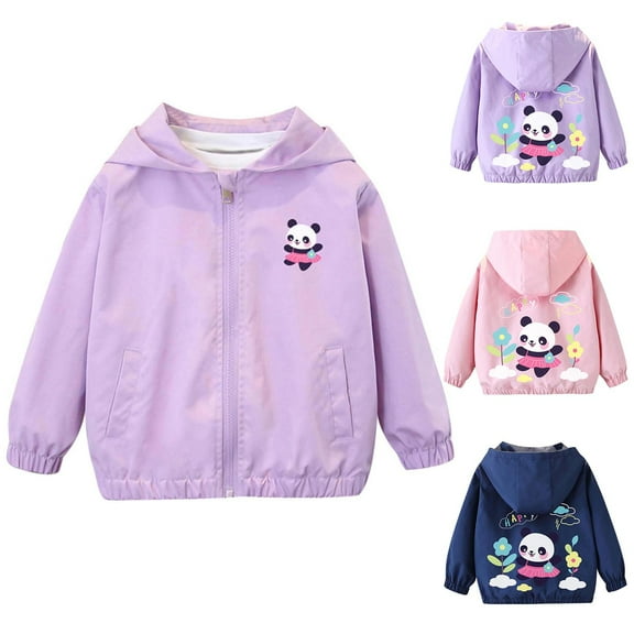 Viluyesy Kids Girls Jackets 7-8T, Fashion Prints Zip-Up Long Sleeve Casual Windbreaker Coat Purple(1-11T)