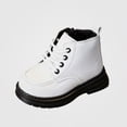 thumbnail image 1 of Viluyesy Kids Patent Lace Up Ankle Boots, Glossy Faux Leather, Side Zipper, Thick Platform Sole Casual Dress Booties White Size 7 Toddler, 1 of 7