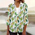 thumbnail image 1 of Viluyesy Lapel Collar T-Shirt for Womens 3/4 Sleeves Shirt Tops Comfortable Fashionable Relaxed Lapel Collar Petal Loose Blouse Green Size L, 1 of 7