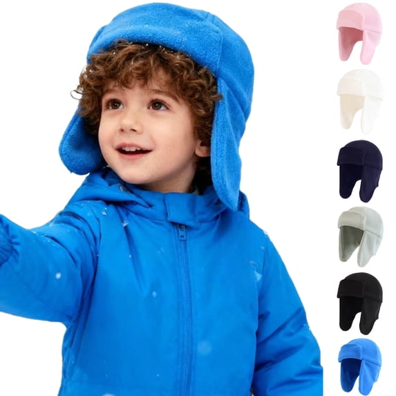 Viluyesy Little Kid Snow Hat Winter Warm Solid Color Trapper Hat Stretch Soft Hat Black Size 2-3Years